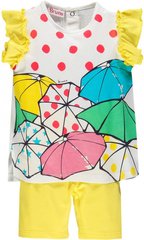 Комплект "Зонтики" (футболка + шорты), 12 месяцев, Девочка