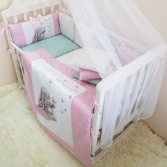 Сменный комплект постельного белья "Akvarel" зайка с бабочками 3 ед., от рождения, Девочка, Хлопок