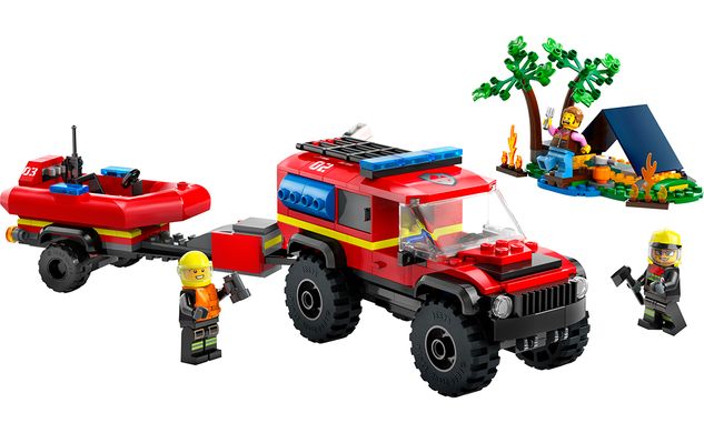 Конструктор LEGO City Пожарный внедорожник со спасательной лодкой