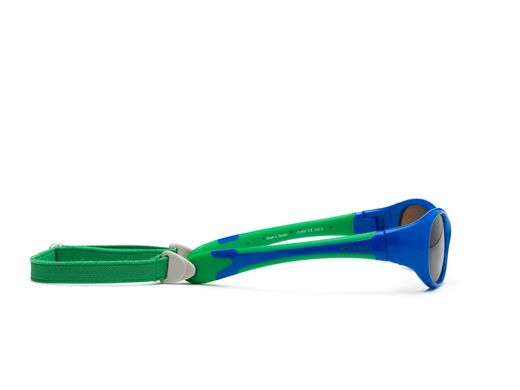 Солнцезащитные очки детские синие с зелёными вставками KOOLSUN серии FLEX, от 3 до 6-ти лет, Унисекс