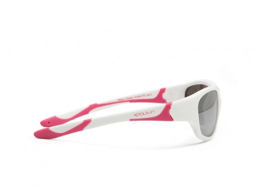 Солнцезащитные очки детские белые с розовыми вставками KOOLSUN серии SPORT, от 6 до 12-ти лет, Девочка