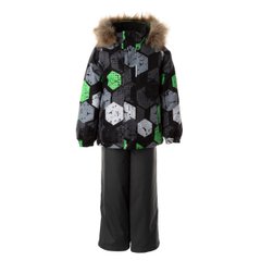 Комплект дитячий (куртка+напівкомбінезон) HUPPA WINTER, сірий з принтом/сірий