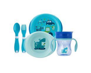 Подарунковий набір посуду Chicco &laquo;Meal Set&raquo; від 12м+, Блакитний, 1+, Силікон , пластик