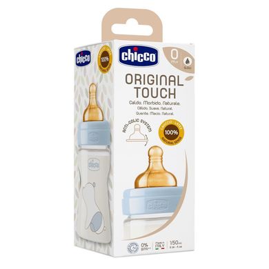 Бутылочка пластиковая Chicco Original Touch, 150 мл, соска латексная, 0м+