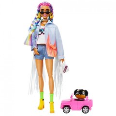Кукла Barbie "Экстра" с радужными косичками, 3+, Extra, Девочка