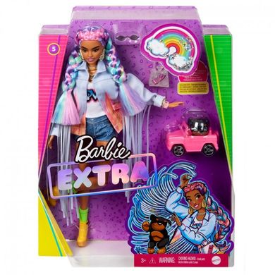 Лялька Barbie "Екстра" з веселковими косичками, 3+, Extra, Дівчинка