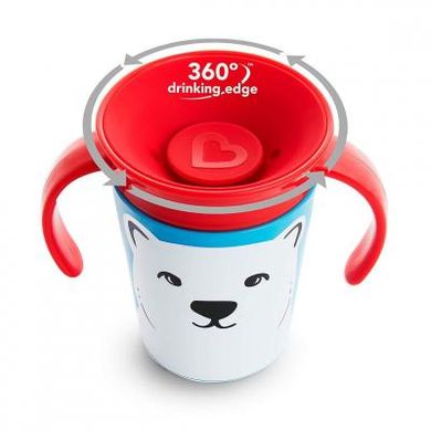 Чашка-непроливайка Munchkin Miracle 360 ° "Trainer cup" Білий Ведмідь, 177 мл, 177 мл, від 6-ти місяців, поліпропілен