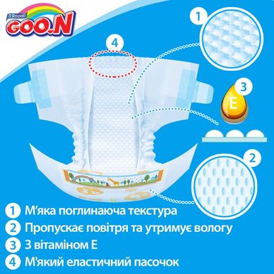 Подгузники для новорожденных Goo.N (до 5 кг) унисекс 90 шт, SS ( до 5 кг )