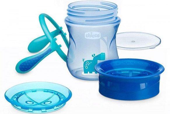 Чашка пластикова для пиття  Chicco Perfect Cup 12м+ , 200 мл , Блакитний, 200 мл, 1+, Пластик