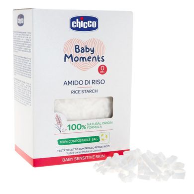 Крохмаль рисовий для купання Chicco Baby Moments для чутливої шкіри, 250 г