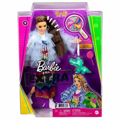 Кукла Barbie "Экстра" в длинной радужной платья