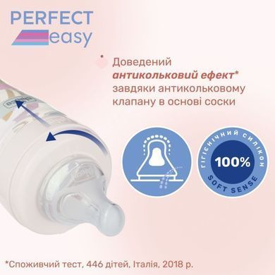 Пляшечка скло Chicco PERFECT Easy, 240 мл, соска силікон, 0 м+