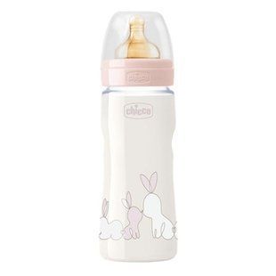 Пляшечка пластикова Chicco Original Touch , з  латексной соской , 330 мл , від 4 місяців , змінний потік, Рожевий, 330 мл, Латекс, Пластик, від 4-х місяців, Пляшечка, Анатомічна, Латекс , пластик
