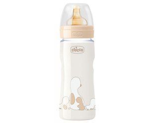 Пляшечка пластикова Chicco Original Touch , з латексной соской , 330 мл , від 4 місяців , змінний потік, Бежевий, 330 мл, Латекс, Пластик, від 4-х місяців, Пляшечка, Анатомічна, Латекс , пластик