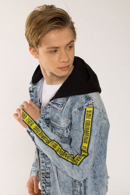 Джинсова курточка Reporter Young на хлопчика з лампасами жового кольору (на зріст 140 см)
