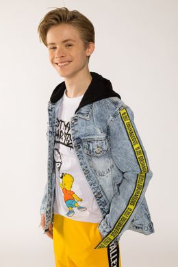 Джинсова курточка Reporter Young на хлопчика з лампасами жового кольору (на зріст 176 см)