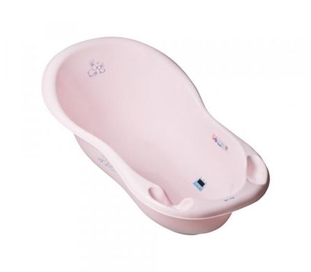 Классическая ванночка LUX "Зайчик з термометром, Розовый, от рождения, 102х53х26 см, Классическая с термометром и сливом, Пластик