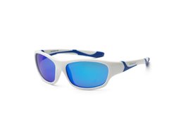Солнцезащитные очки детские белые с синими вставками KOOLSUN серии SPORT, от 3 до 8-ми лет, Мальчик