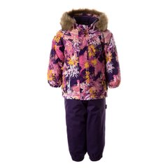 Комплект дитячий (куртка+напівкомбінезон) HUPPA LASSE, рожевий з принтом/темно-ліловий