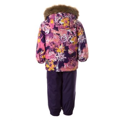 Комплект детский (куртка+напівкомбінезон) HUPPA LASSE, розовый с принтом/тёмно-лилoвый