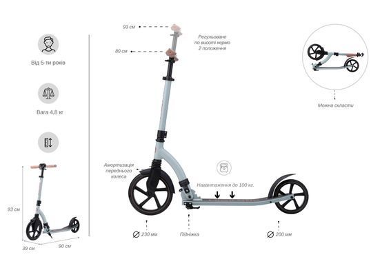 Самокат Miqilong Beagle оливковий