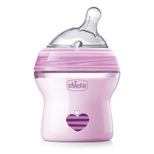 Пляшечка пластикова Chicco Natural Feeling 150 мл , соска силіконова 0+ , нормальний потік, Рожевий, 150 мл, Силікон, Пластик, від 0 місяців, Пляшечка, Анатомічна, Силікон , пластик