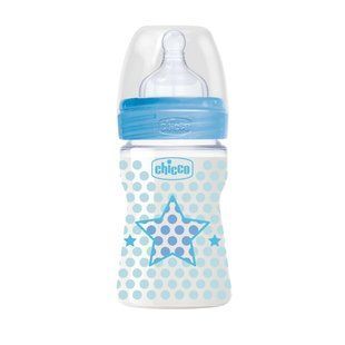 Пляшечка пластикова Chicco WELL-BEING, 150 мл, соска силікон, 0 м+, Блакитний, 150 мл, Силікон, Пластик, від 0 місяців, Пляшечка