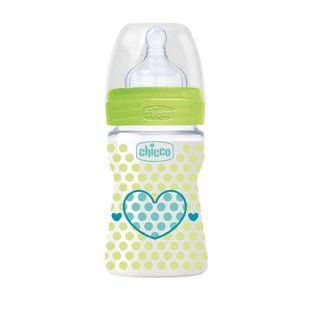 Пляшечка пластикова Chicco WELL-BEING, 150 мл, соска силікон, 0 м+, Зелений, 150 мл, Силікон, Пластик, від 0 місяців, Пляшечка