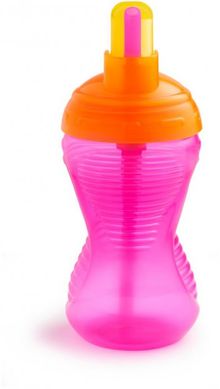 Непроливная бутылочка Munchkin Mighty Grip 296 мл с силиконовой трубочкой, Розовый, 296 мл, Пластик, 1+, Пластик