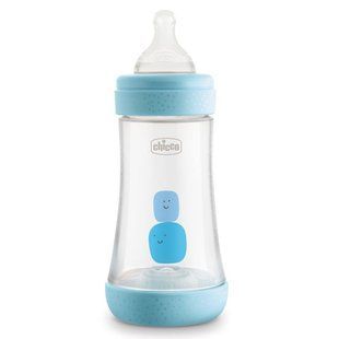 Пляшечка пластикова Chicco  Perfect 5, 240 мл, 2 м+, Блакитний, 240 мл, Силікон, Пластик, від 2-х місяців, Пляшечка