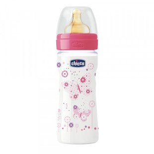 Пляшечка пластикова  Chicco WELL-BEING, 250 мл, соска силікон, 2 м+ , середній потік, Червоний, 250 мл, Силікон, Пластик, від 2-х місяців, Пляшечка, Анатомічна, Силікон , пластик