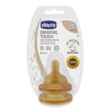 Соска Chicco Original Touch , латекс , сменный поток , 2 м+ , 2шт, Бежевый, Латекс, от 2-х месяцев, Соска, Латекс