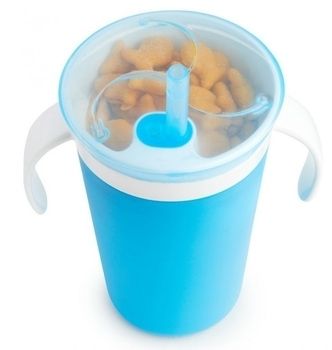 Поильник-непроливайка Munchkin "Snack and Sip" 266мл. (голубой), Голубой, 266 мл, Пластик, 1+, Пластик