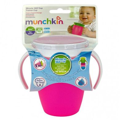 Чашка-непроливайка Munchkin "Miracle 360°" 207 мл (розовая) , Розовый, 207 мл, Пластик, от 6-ти месяцев, Пластик