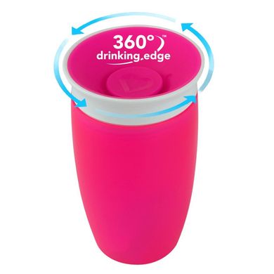 Пляшка-непроливайка Munchkin "Miracle 360°" 296 мл (рожева), Рожевий, 296 мл, Пластик, 1+