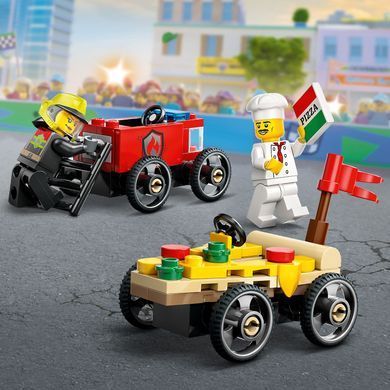 Конструктор LEGO City Піца-авто проти пожежної машини набір для перегонів