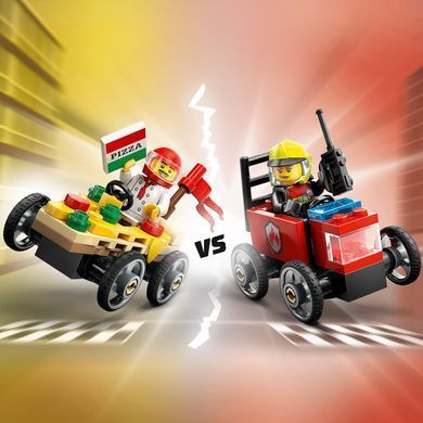 Конструктор LEGO City Піца-авто проти пожежної машини набір для перегонів