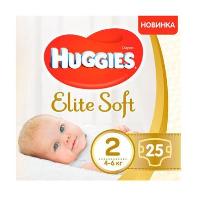 Подгузники Huggies Elite Soft 2 ( 4-6 кг) 25шт, Elite Soft 2 (4-6 кг)