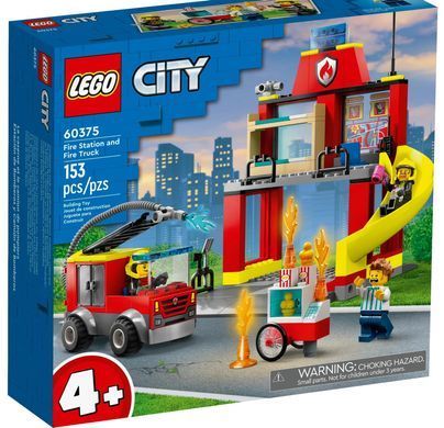Конструктор LEGO City Fire Department Пожежне депо та пожежна машина 153 деталі (60375)