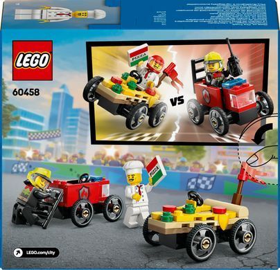 Конструктор LEGO City Піца-авто проти пожежної машини набір для перегонів