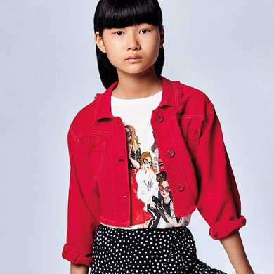 Куртка джинсова для дівчинки укорочена червона Mayoral, 10 років, Дівчинка, Весна/Літо/Осінь