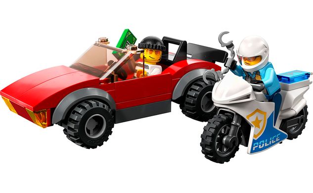 Конструктор LEGO City Переслідування автомобіля на поліцейському мотоциклі