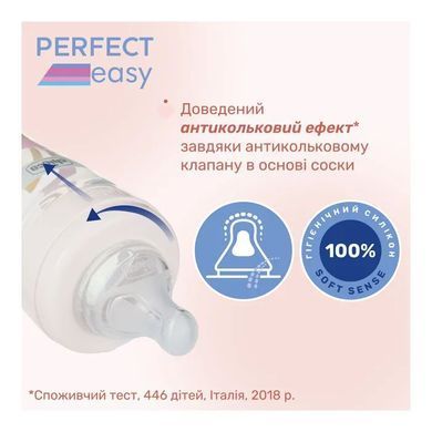 Пляшечка пластик Chicco PERFECT Easy, 330 мл, соска силікон, 4 м+