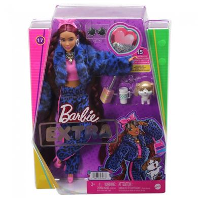 Кукла Barbie "Экстра" в синем леопардовом костюме