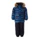 Комплект детский (куртка+напівкомбінезон) HUPPA LASSE, тёмно-синий с принтом/тёмно-синий