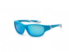 Солнцезащитные очки детские голубые с белыми вставками KOOLSUN серии SPORT, от 3 до 8-ми лет, Мальчик