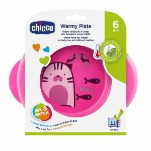 Термоустойчивая тарелка Chicco Warmy Plate , Розовый, от 6-ти месяцев, Тарелка, Термостойкая, Пластик